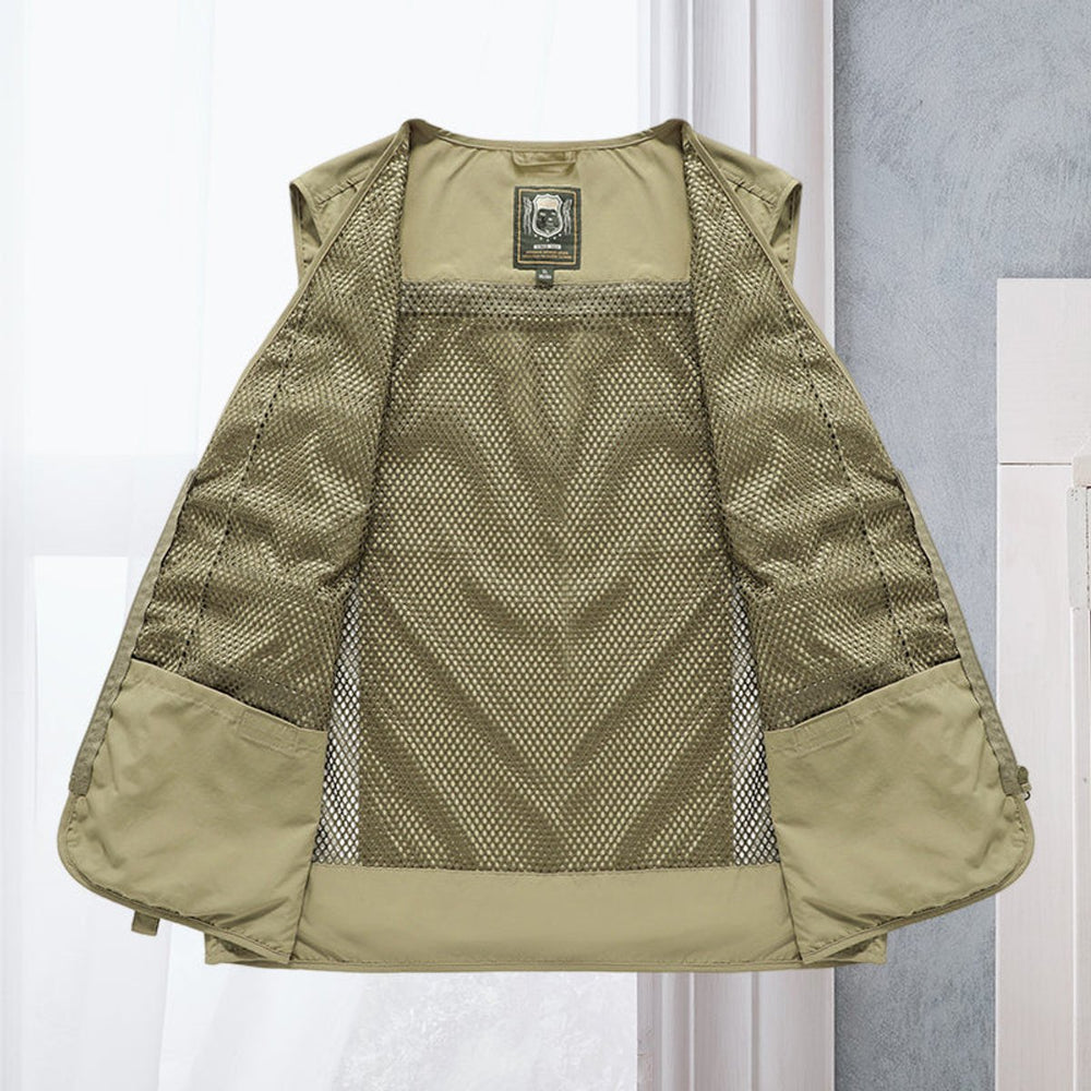 Men's Multi-Pocket Outdoor Zip-Up Mesh-Back Gilet