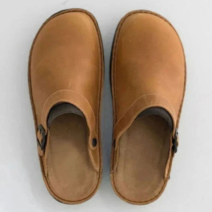 Men's Orthopedic Buckle Leather Slip-On Clogs