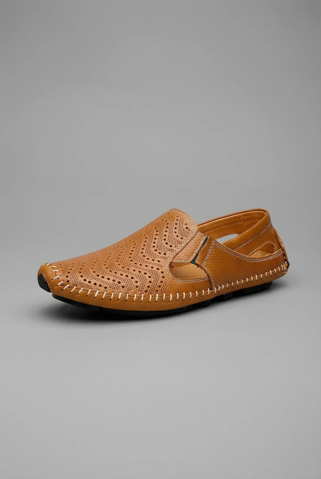 Men's Perforated Slip-On Breathable Casual Driving Loafers - Brown