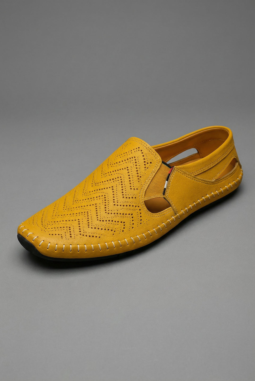 Men's Perforated Slip-On Breathable Casual Driving Loafers - Yellow