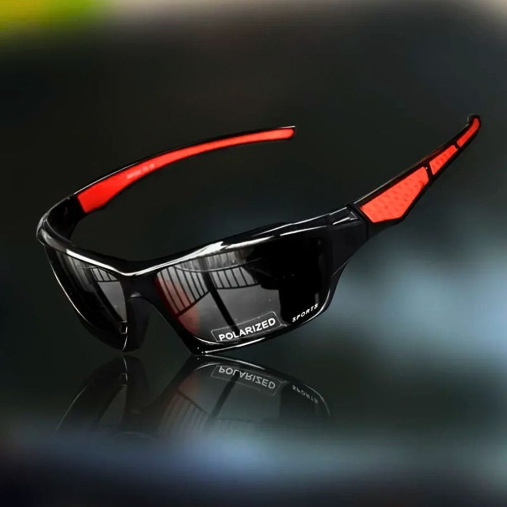 Men's Polarized Shield Sport Wrap Sunglasses - Black