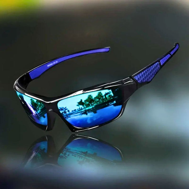 Men's Polarized Shield Sport Wrap Sunglasses - Blue