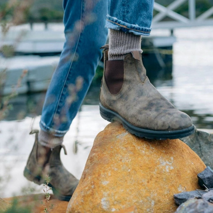 Men's Premium Leather Pull-Tab Slip-On Chelsea Boots