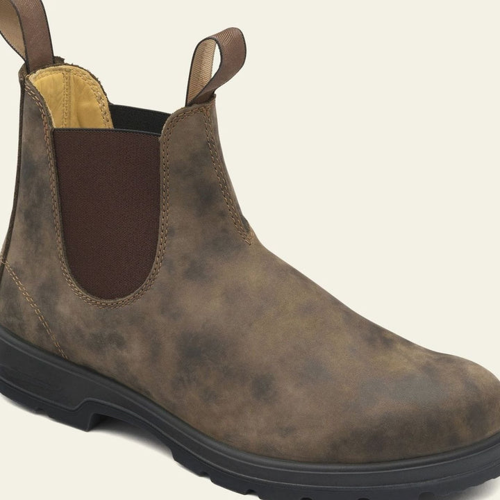 Men's Premium Leather Pull-Tab Slip-On Chelsea Boots - Brown