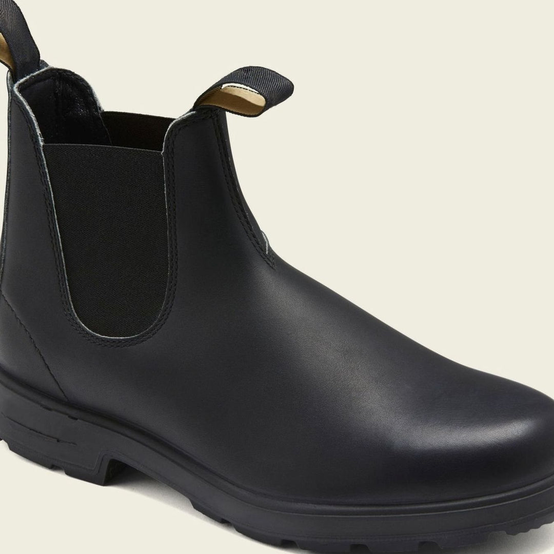 Men's Premium Leather Pull-Tab Slip-On Chelsea Boots - Black