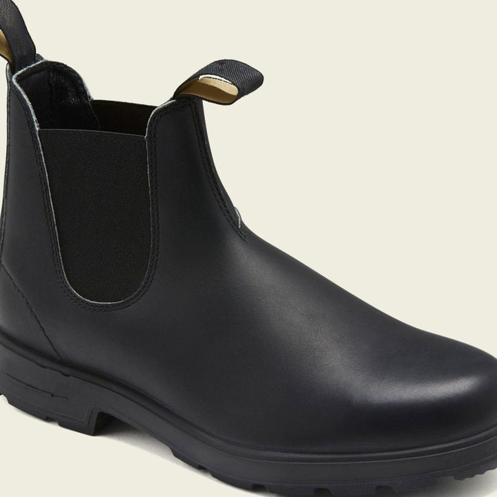 Men's Premium Leather Pull-Tab Slip-On Chelsea Boots - Black