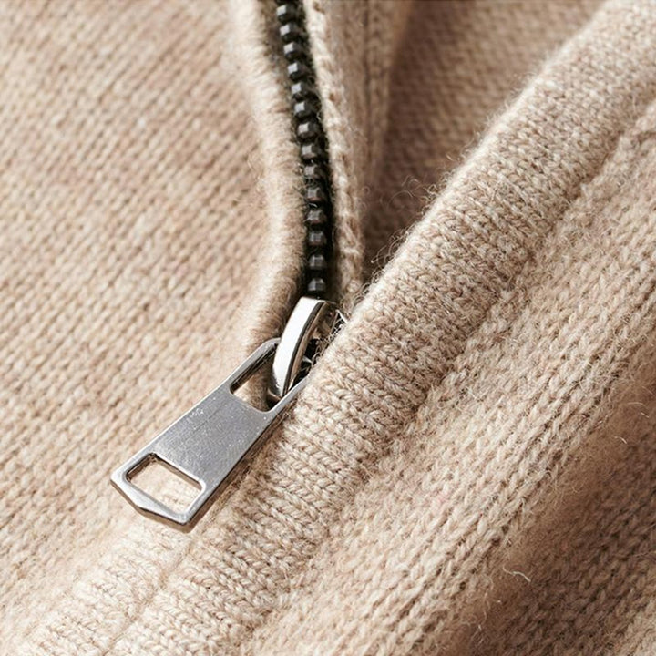 Men's Quarter-Zip Ribbed Knit Sweater Pullover