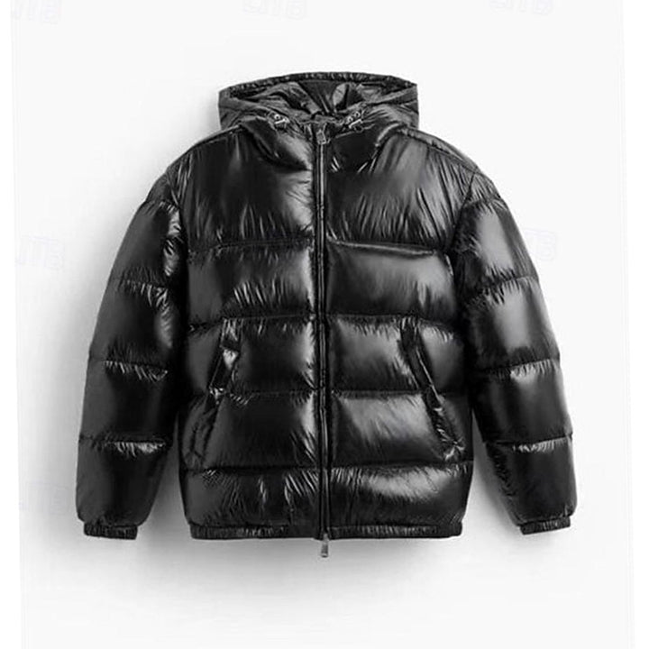 Men's Quilted Hooded Coated Puffer Jacket, Army Green
