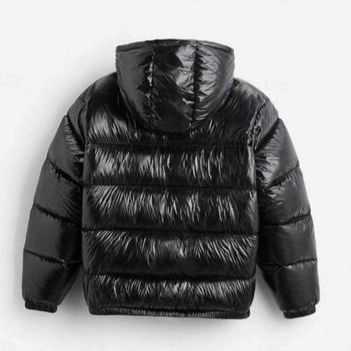 Men's Quilted Hooded Coated Puffer Jacket, Army Green