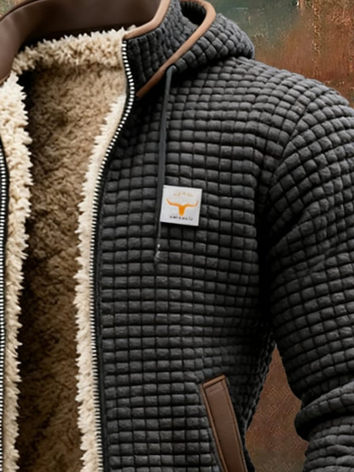Men's Quilted Jacket Sherpa Fleece Lined Hooded Full-Zip