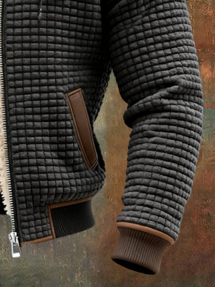 Men's Quilted Jacket Sherpa Fleece Lined Hooded Full-Zip