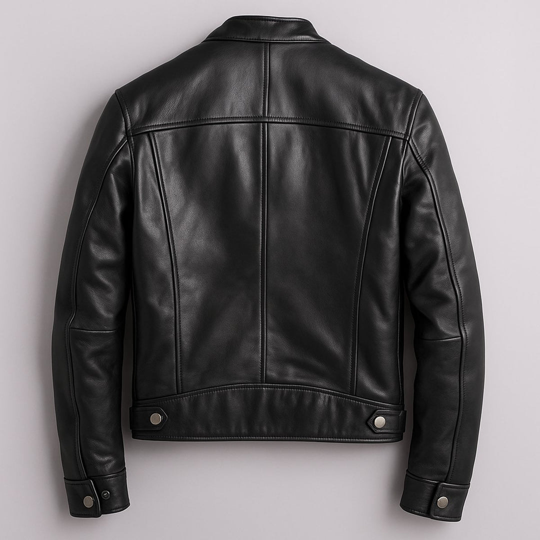 Mens Quilted Jacket Vintage Biker Leather Moto Zip-Up