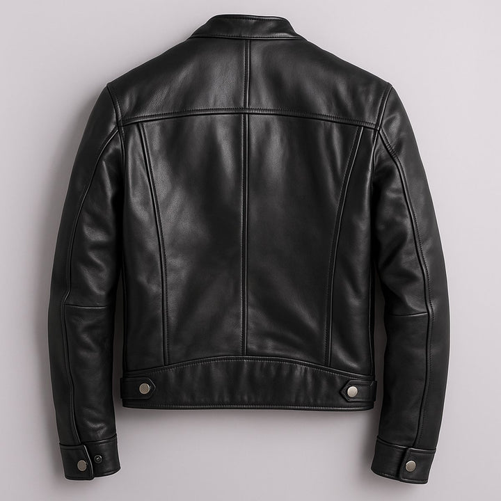 Mens Quilted Jacket Vintage Biker Leather Moto Zip-Up