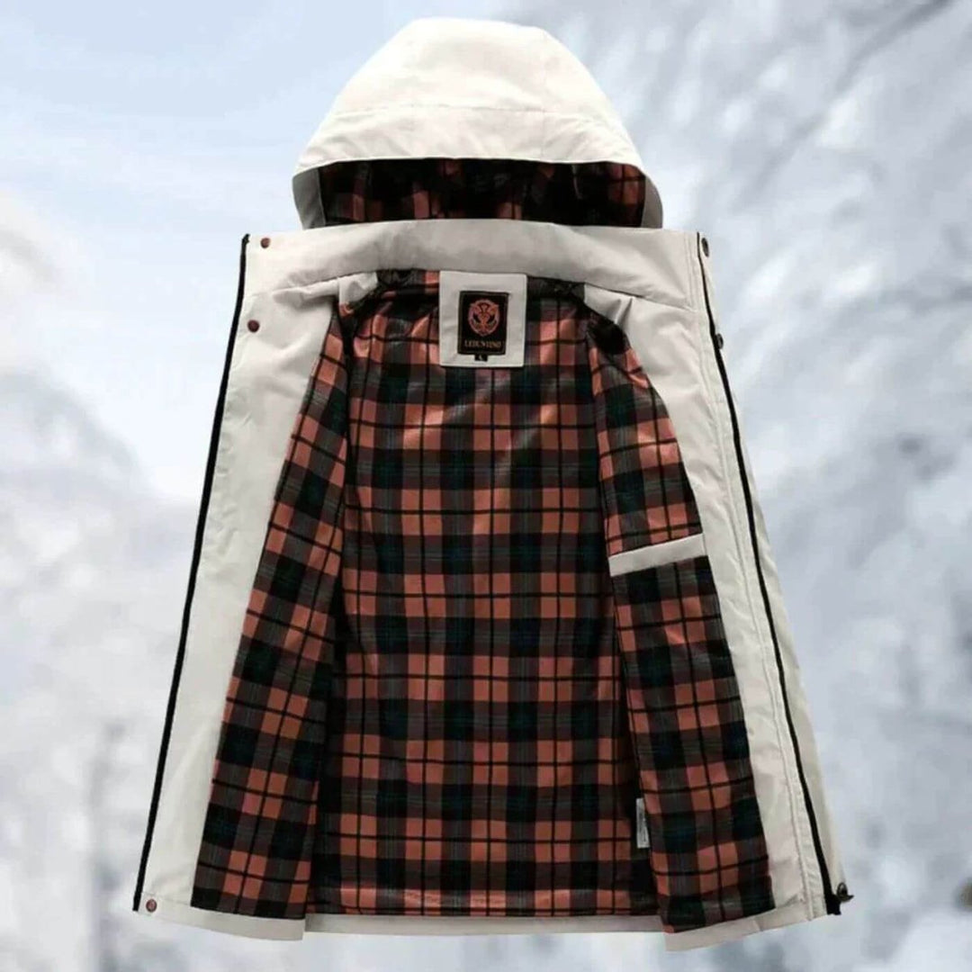 Mens Quilted Jacket Waterproof Hooded Windproof Outdoor Shell