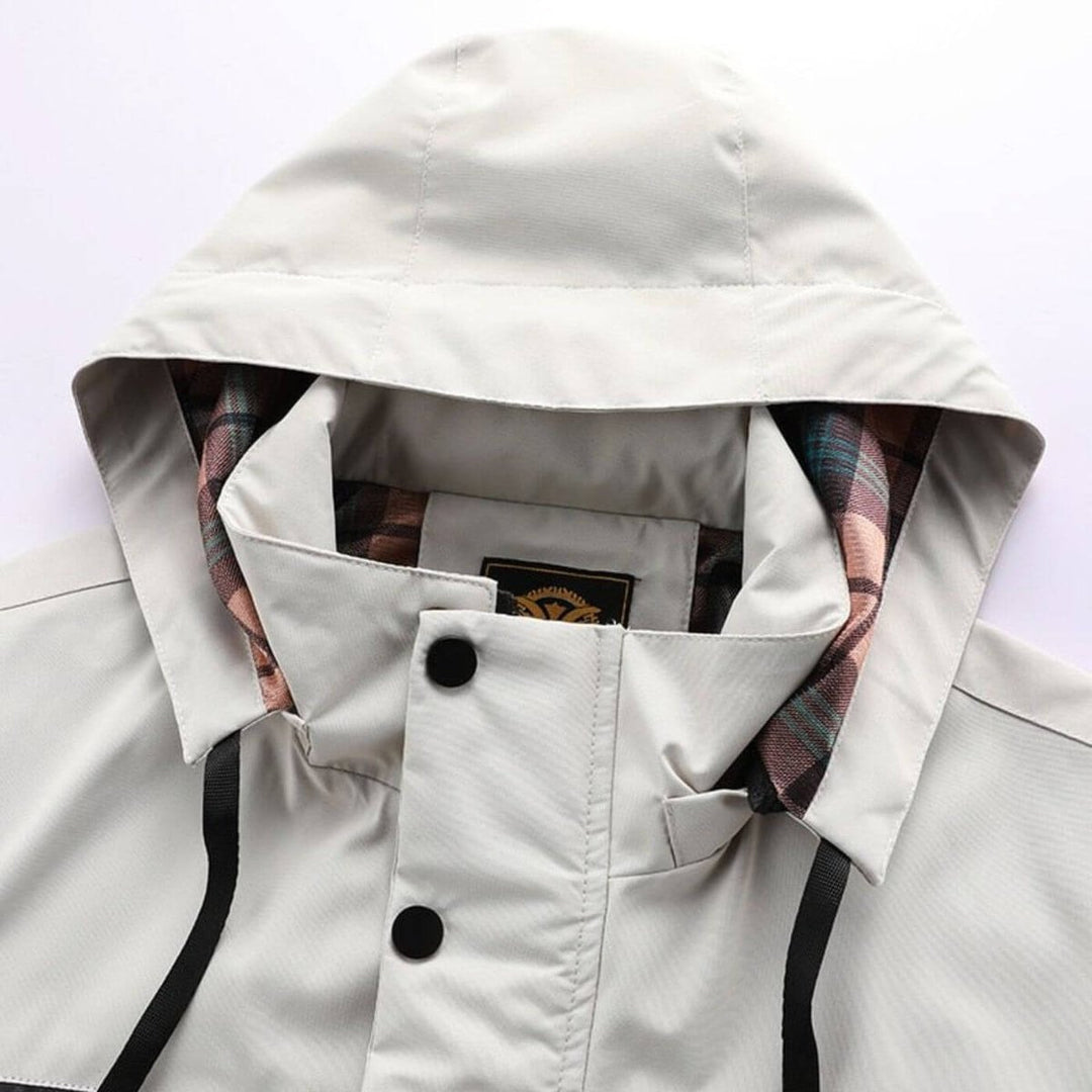 Mens Quilted Jacket Waterproof Hooded Windproof Outdoor Shell