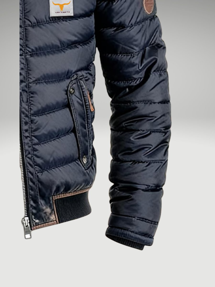 Mens Quilted Puffer Jacket Stand Collar Full-Zip Winter Coat
