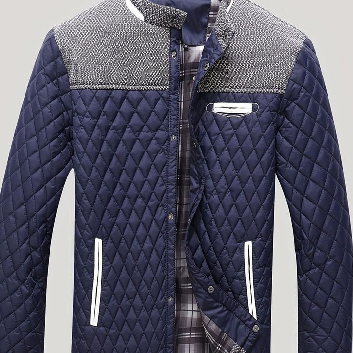 Men's Quilted Stand-Collar Lightweight Insulated Jacket - Navy