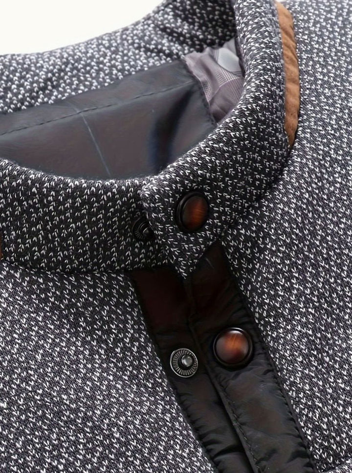Men's Quilted Stand-Collar Two-Tone Snap-Front Jacket