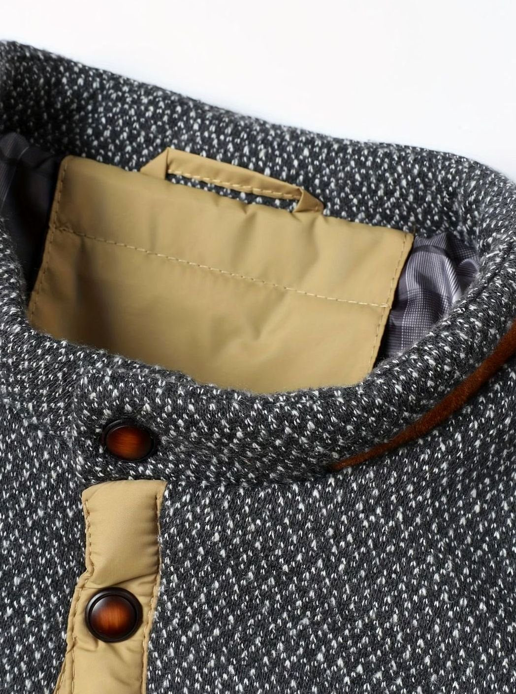 Men's Quilted Stand-Collar Two-Tone Snap-Front Jacket