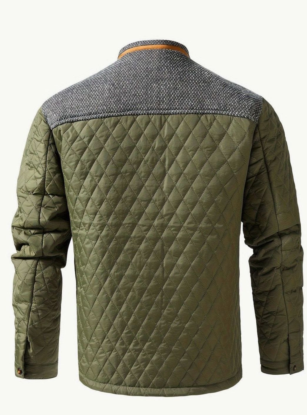 Men's Quilted Stand-Collar Two-Tone Snap-Front Jacket