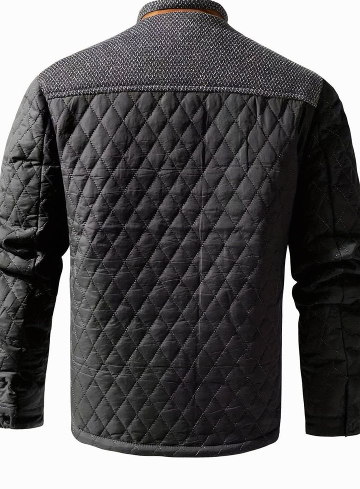 Men's Quilted Stand-Collar Two-Tone Snap-Front Jacket