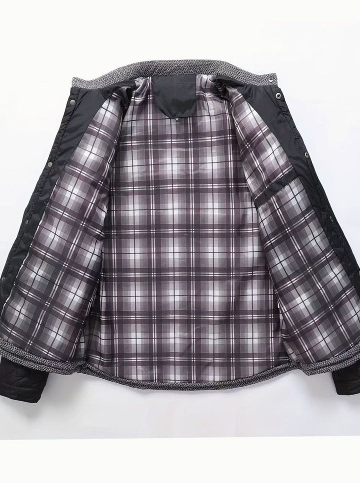 Men's Quilted Stand-Collar Two-Tone Snap-Front Jacket