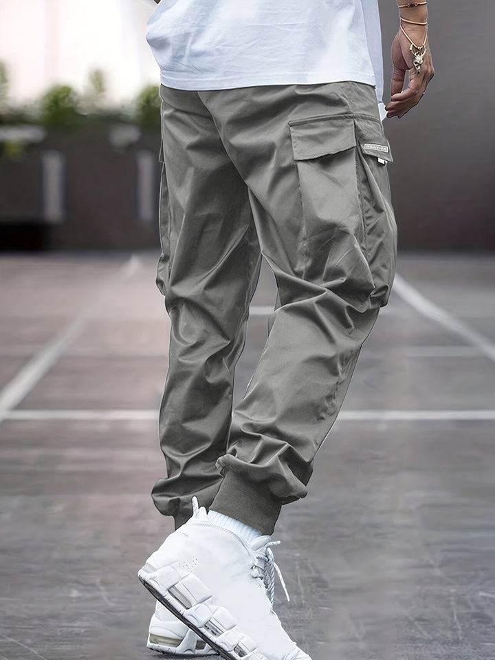 Men's Relaxed-Fit Drawstring Cuffed Ankle Cargo Jogger Pants
