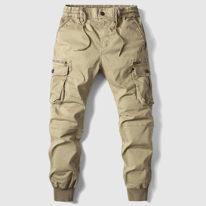 Men's Relaxed-Fit Elastic-Waist Cargo Jogger Pants - Khaki