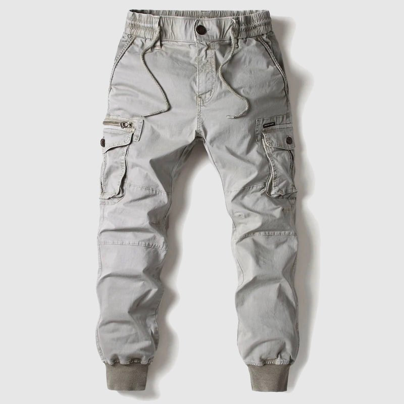 Men's Relaxed-Fit Elastic-Waist Cargo Jogger Pants - Grey