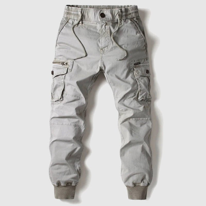 Men's Relaxed-Fit Elastic-Waist Cargo Jogger Pants - Grey