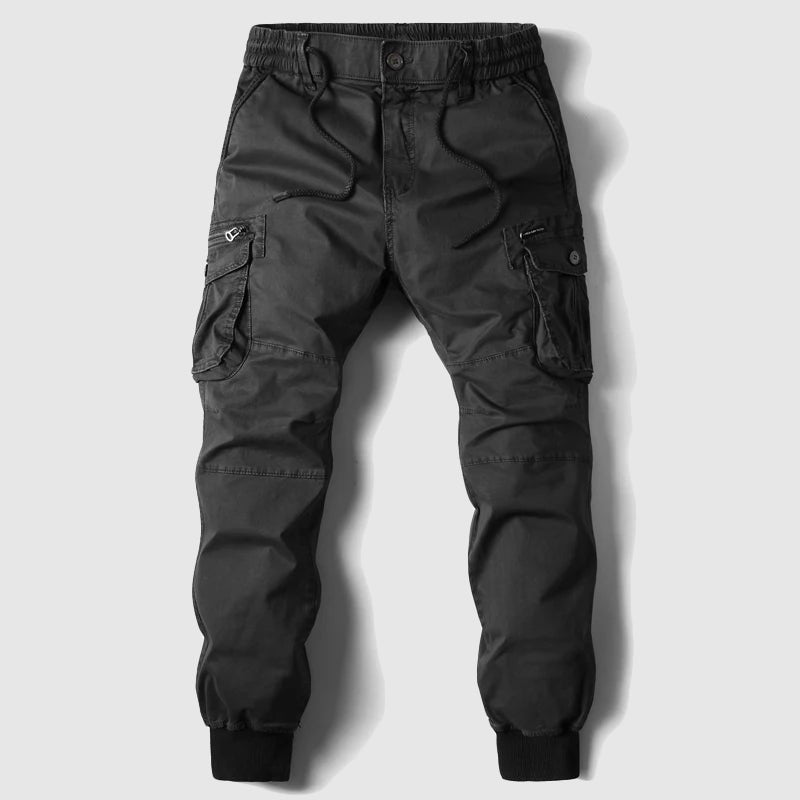 Men's Relaxed-Fit Elastic-Waist Cargo Jogger Pants - Black