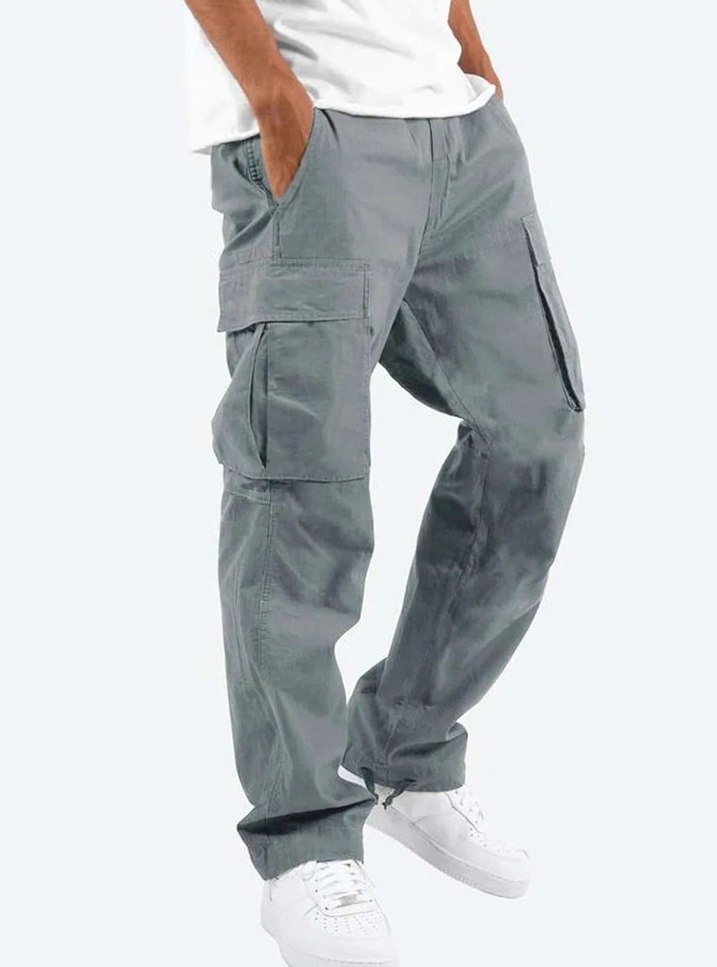 Men's Relaxed Fit Multi-Pocket Cargo Pants - Grey