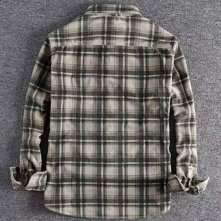 Men's Relaxed-Fit Plaid Flannel Button-Up Shirt Dual Chest Pockets