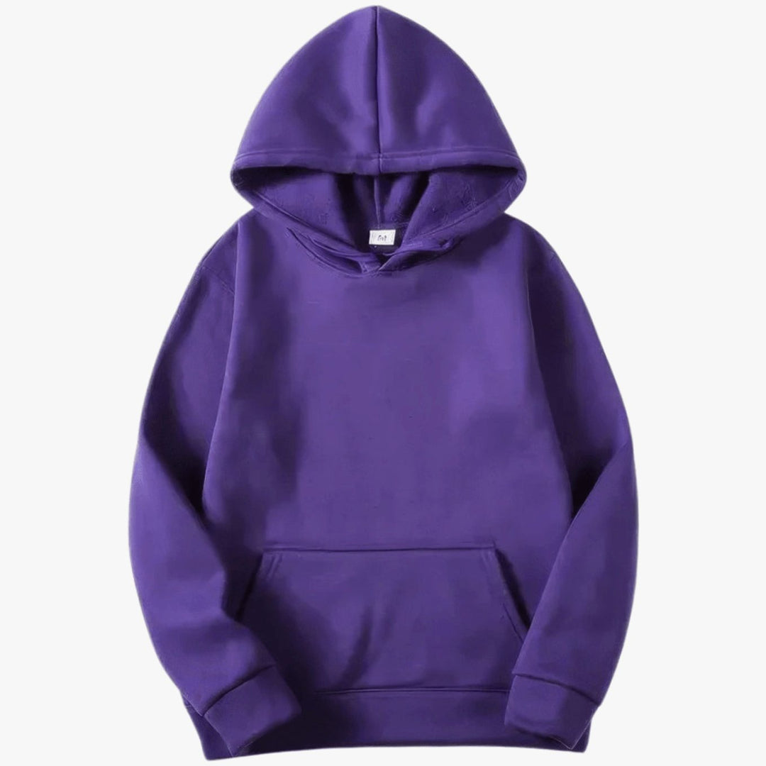 Men's Relaxed-Fit Solid Long Sleeve Hoodie Sweatshirt - Purple