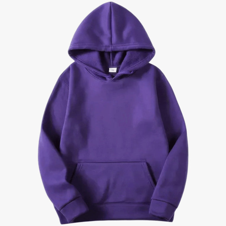 Men's Relaxed-Fit Solid Long Sleeve Hoodie Sweatshirt - Purple