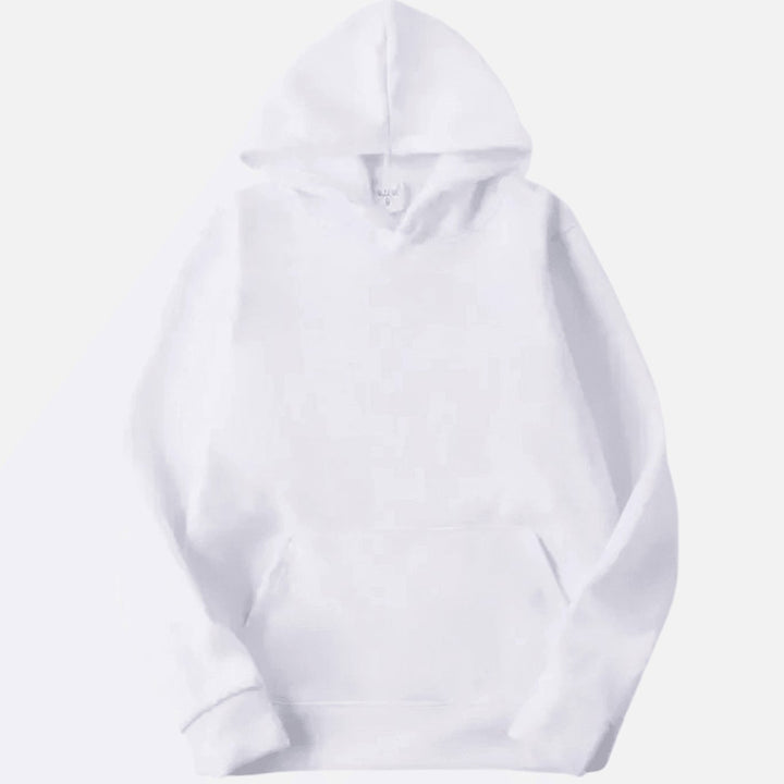 Men's Relaxed-Fit Solid Long Sleeve Hoodie Sweatshirt - White