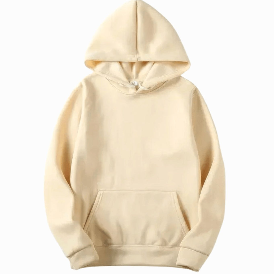 Men's Relaxed-Fit Solid Long Sleeve Hoodie Sweatshirt - Beige