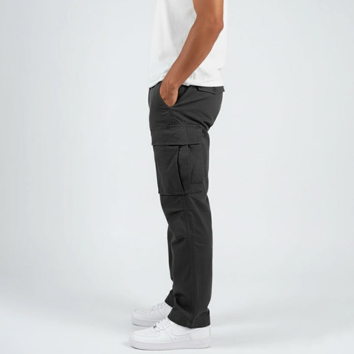 Men's Relaxed Fit Streetwear Cargo Pants Multi-Pocket - Black