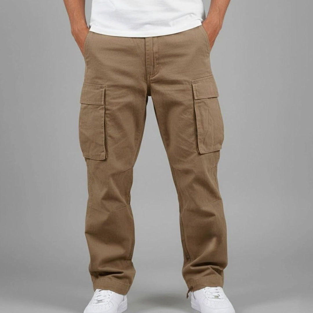 Men's Relaxed Fit Streetwear Cargo Pants Multi-Pocket - Brown