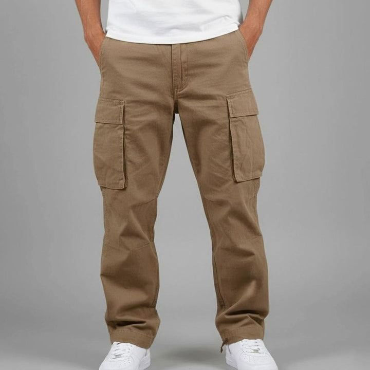 Men's Relaxed Fit Streetwear Cargo Pants Multi-Pocket - Brown