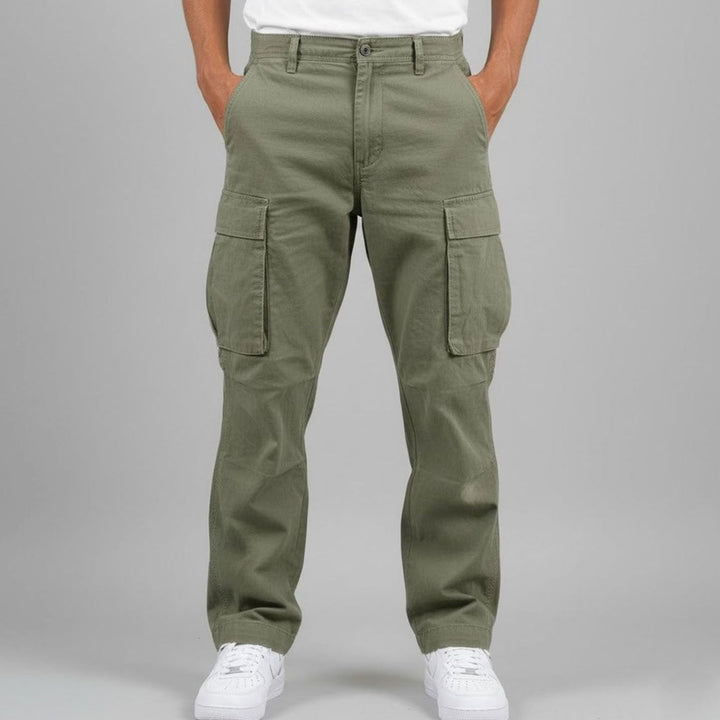 Men's Relaxed Fit Streetwear Cargo Pants Multi-Pocket - Dark Green