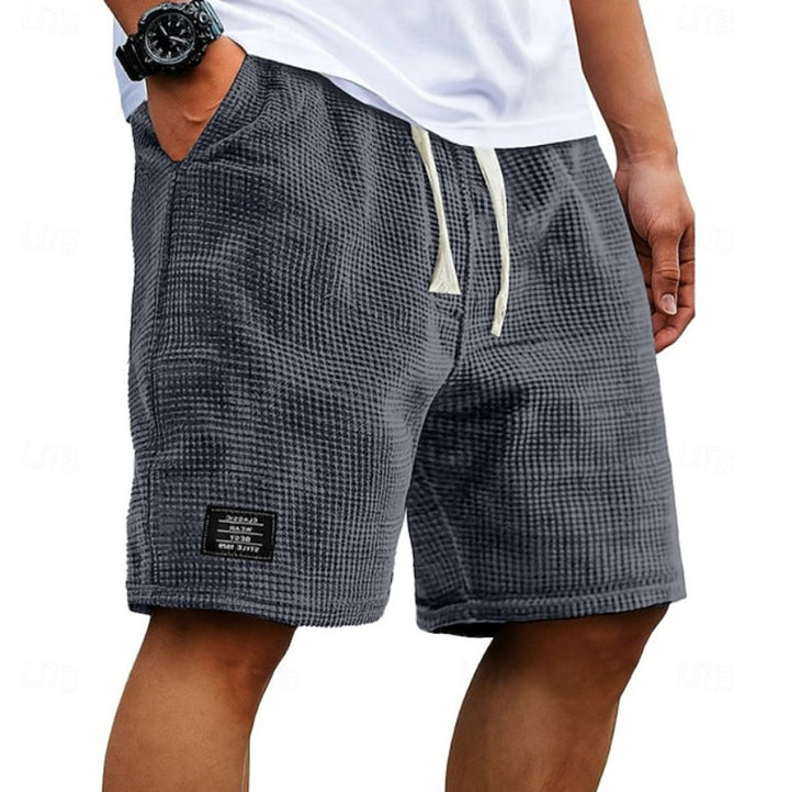 Men's Relaxed-Fit Waffle-Knit Drawstring Casual Shorts - Gray