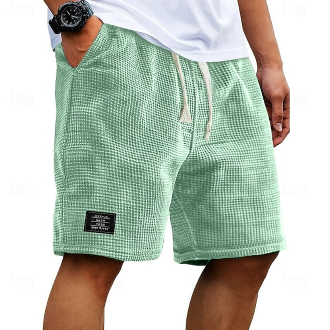 Men's Relaxed-Fit Waffle-Knit Drawstring Casual Shorts - Green