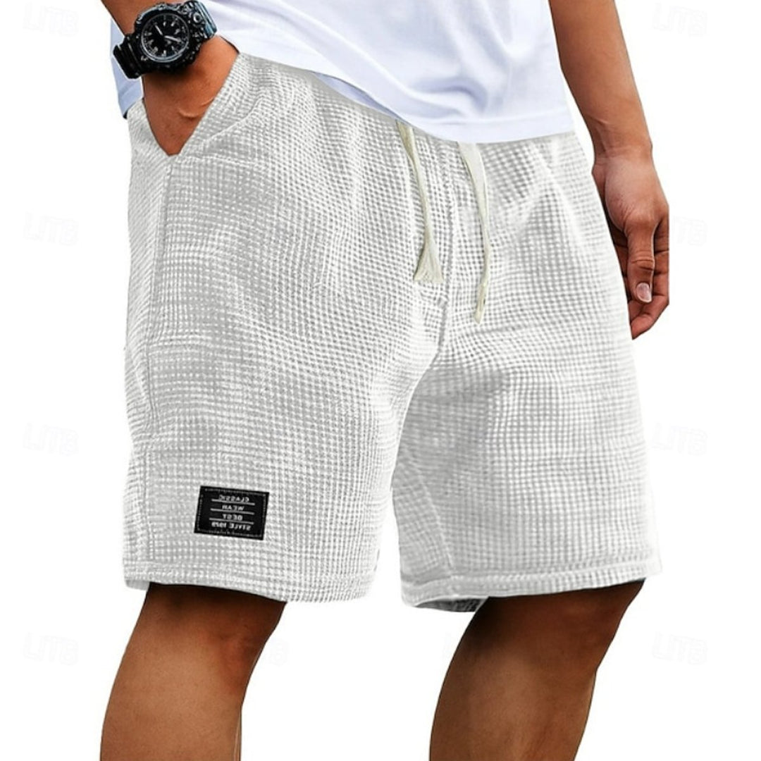 Men's Relaxed-Fit Waffle-Knit Drawstring Casual Shorts - White