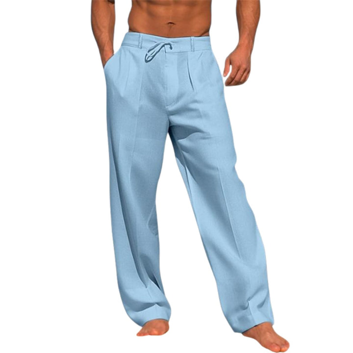 Men's Relaxed Wide-Leg Drawstring Linen Pants