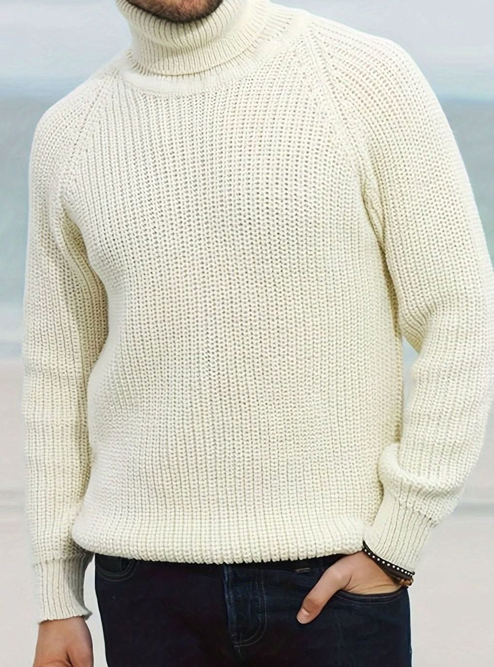 Men's Ribbed Knit Turtleneck Sweater