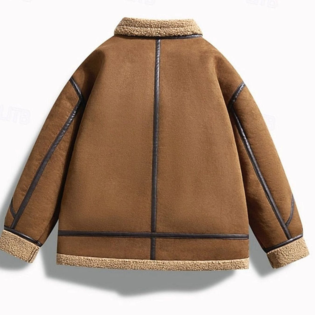 Men's Sherpa-Lined Aviator Bomber Jacket Full-Zip