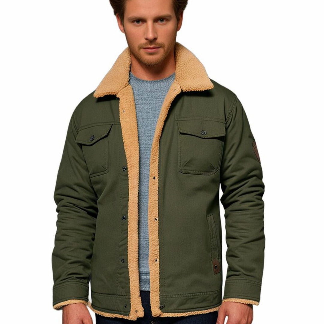 Men's Sherpa-Lined Fleece Collar Winter Jacket