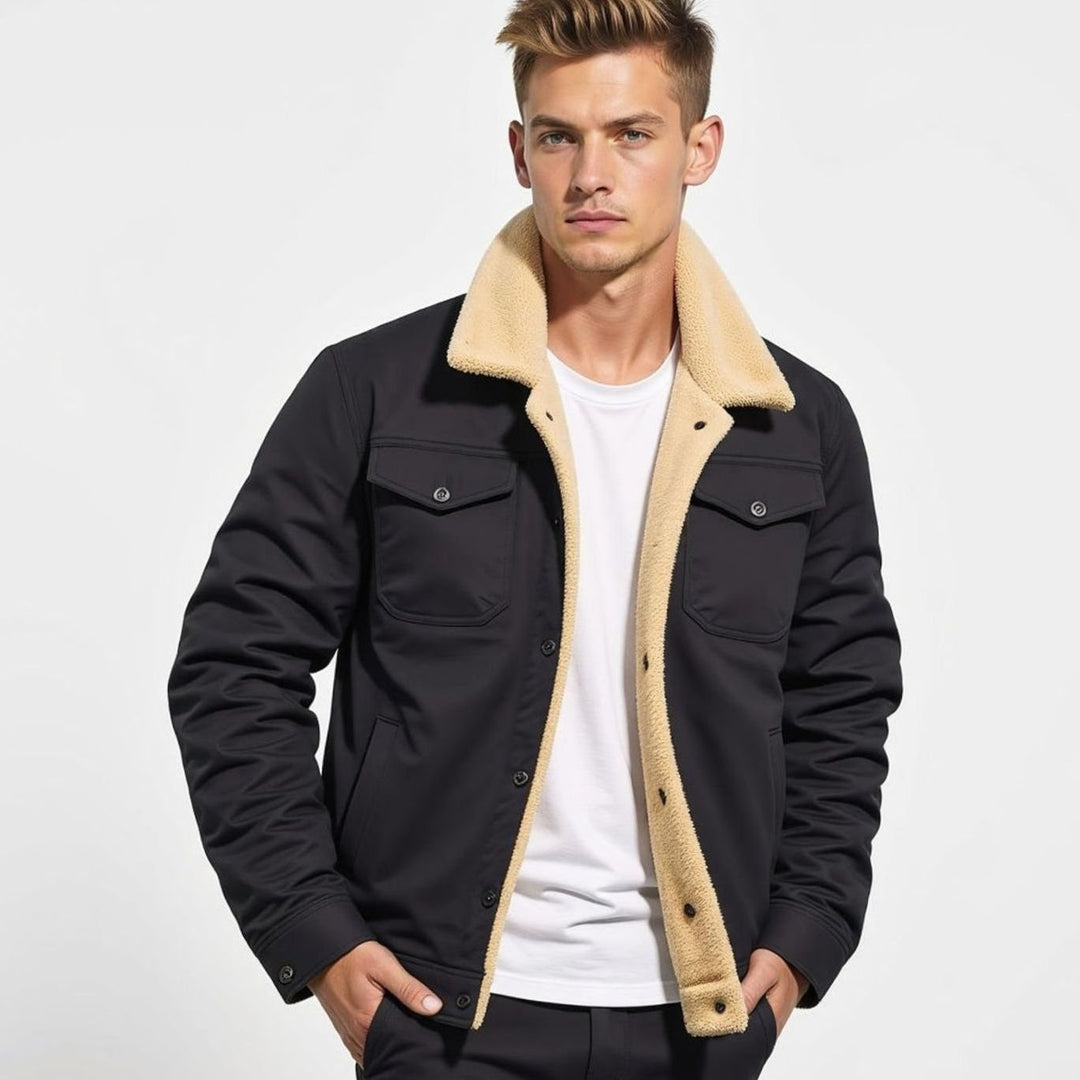 Men's Sherpa-Lined Fleece Collar Winter Jacket