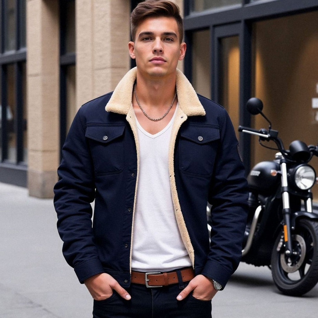 Men's Sherpa-Lined Fleece Collar Winter Jacket
